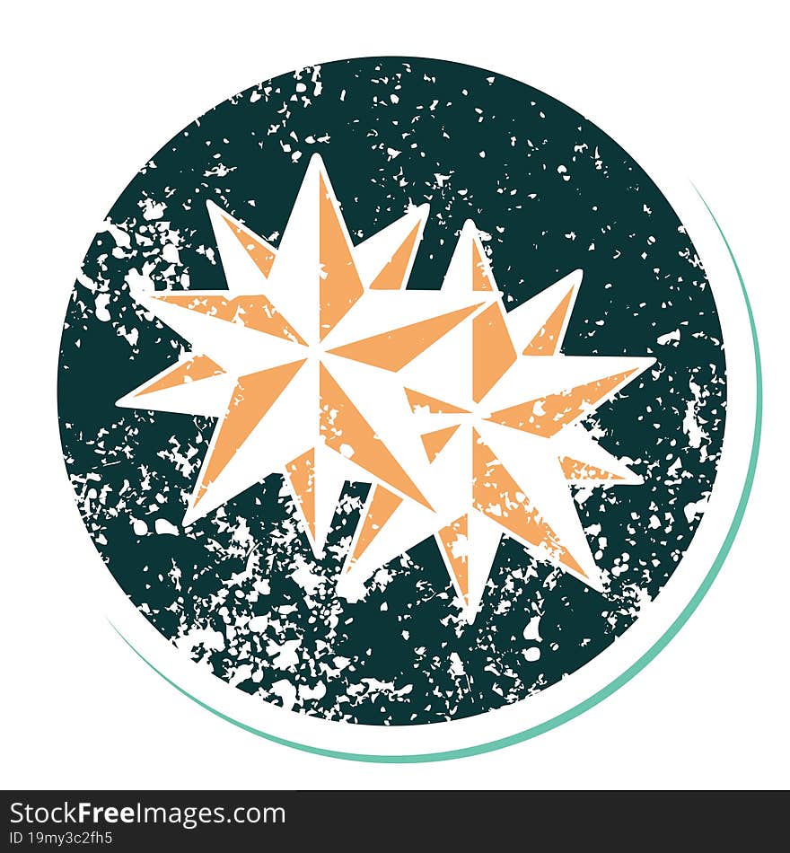 distressed sticker tattoo style icon of stars