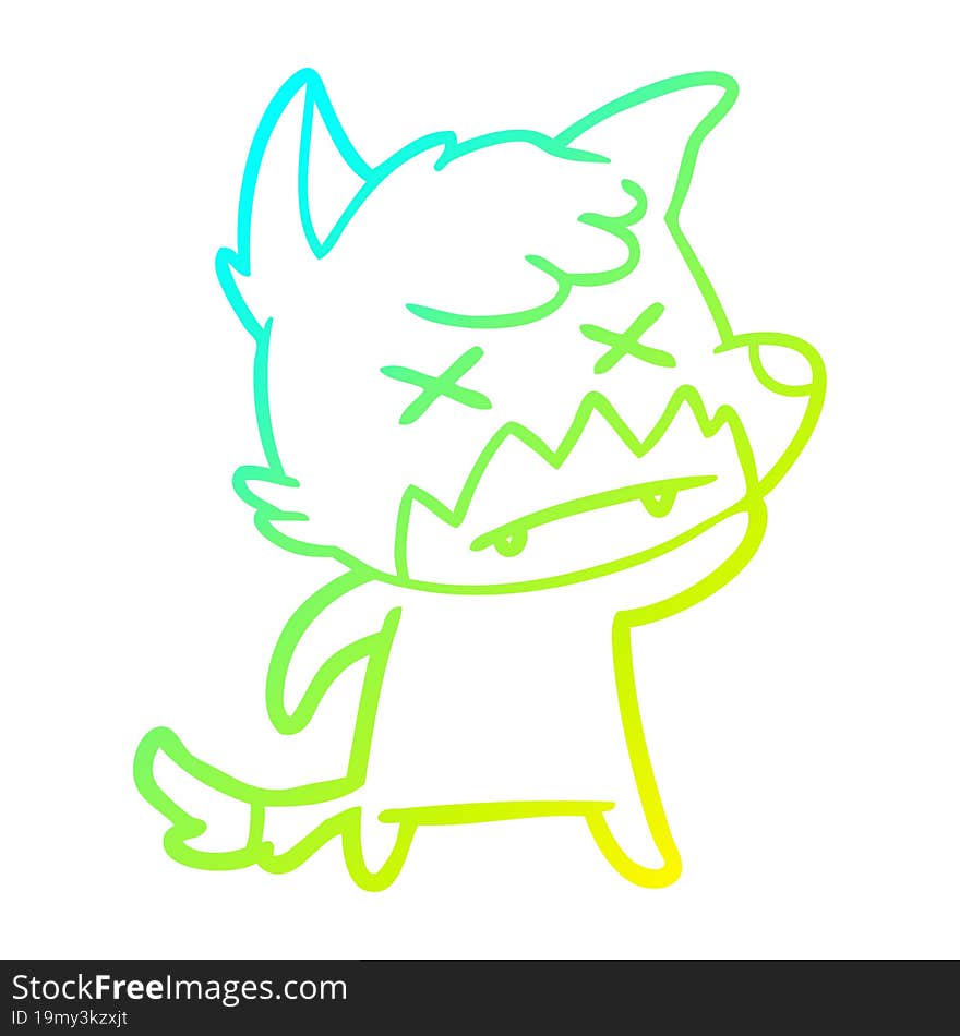 Cold Gradient Line Drawing Cartoon Dead Fox