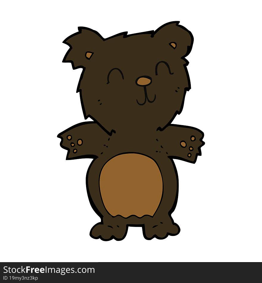 Cartoon Cute Black Bear Cub