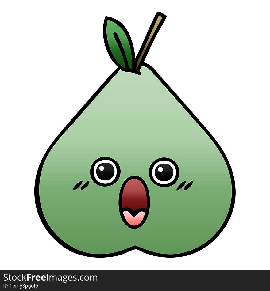 gradient shaded cartoon green pear