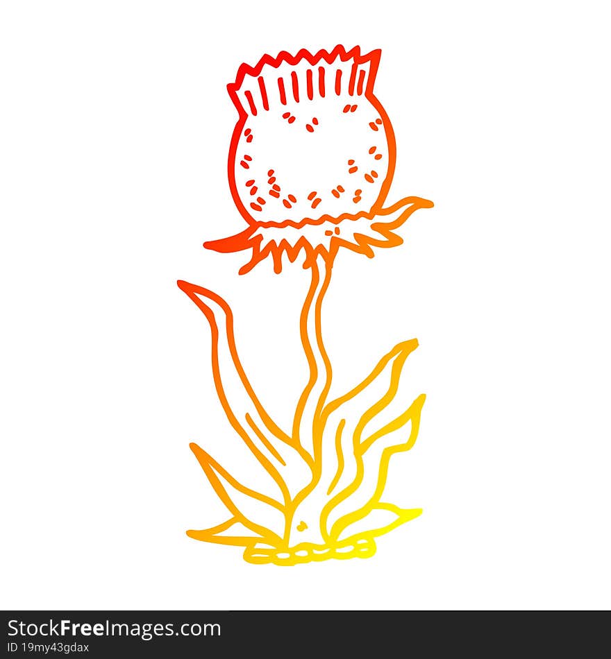 Warm Gradient Line Drawing Cartoon Wild Flower