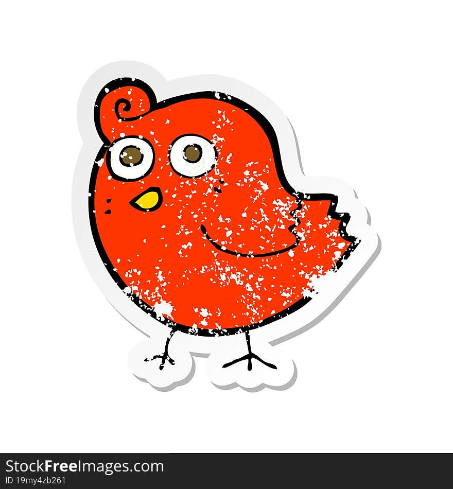 Retro Distressed Sticker Of A Funny Cartoon Bird