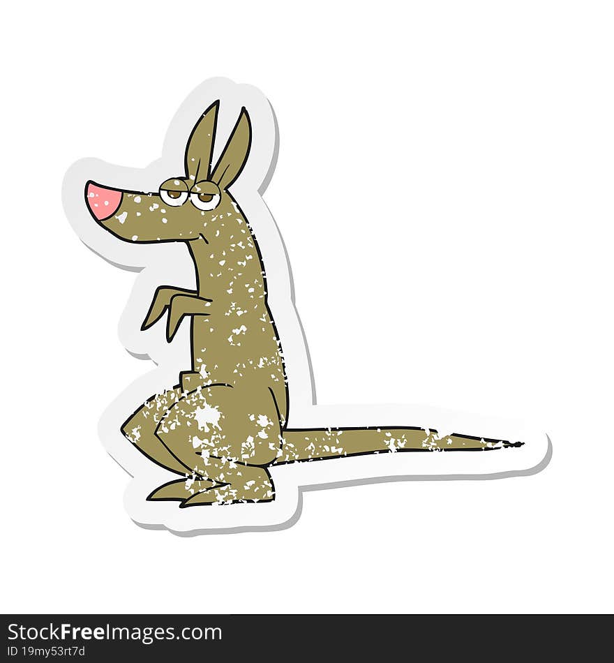 retro distressed sticker of a cartoon kangaroo