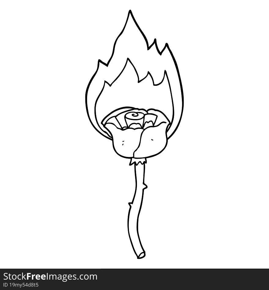 cartoon flaming rose