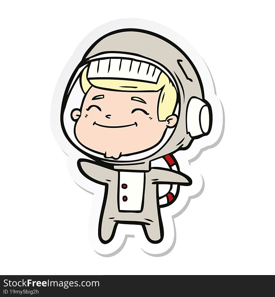 Sticker Of A Happy Cartoon Astronaut