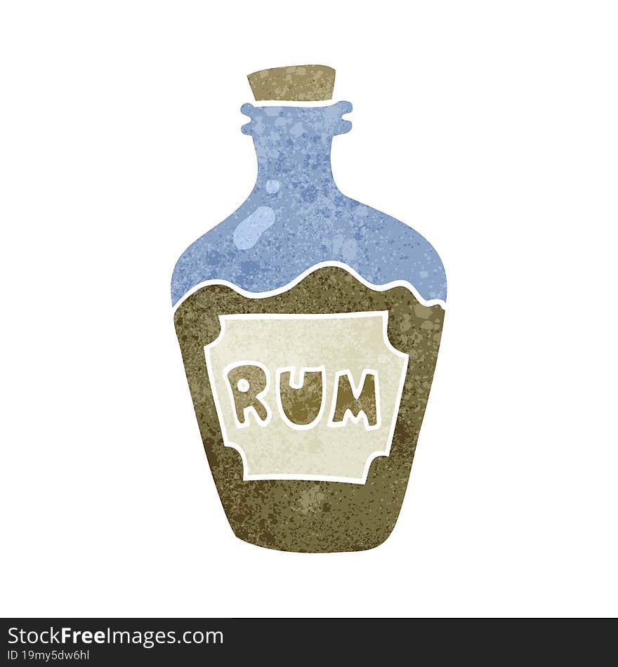 freehand retro cartoon rum bottle