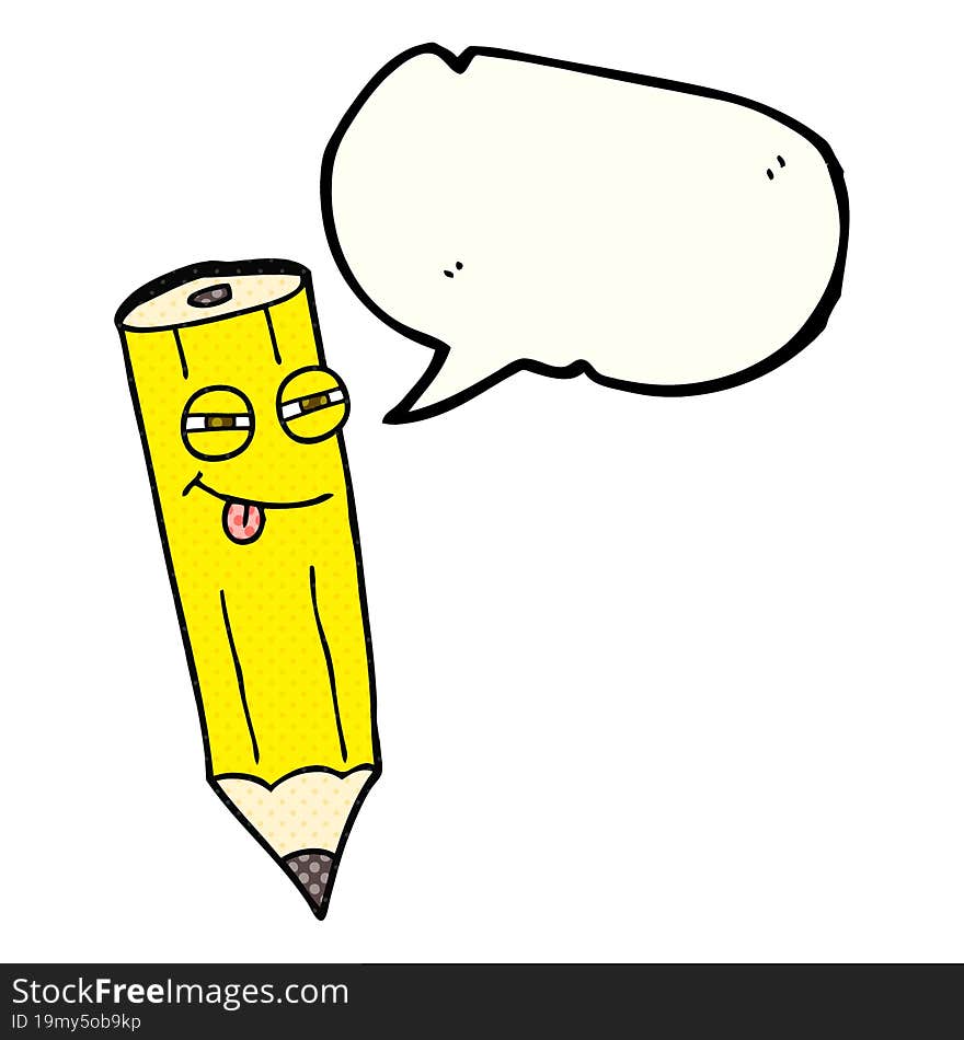 happy freehand drawn comic book speech bubble cartoon sly pencil. happy freehand drawn comic book speech bubble cartoon sly pencil