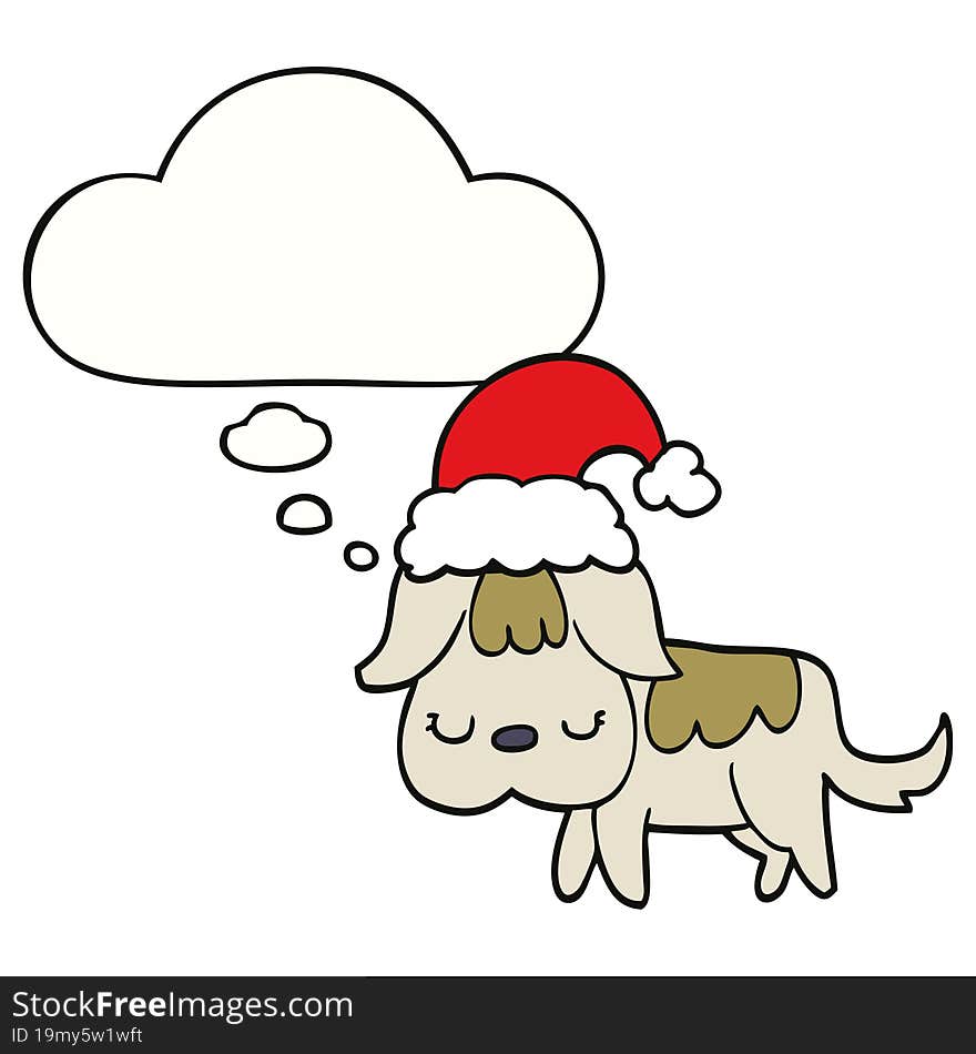 cute christmas dog with thought bubble. cute christmas dog with thought bubble