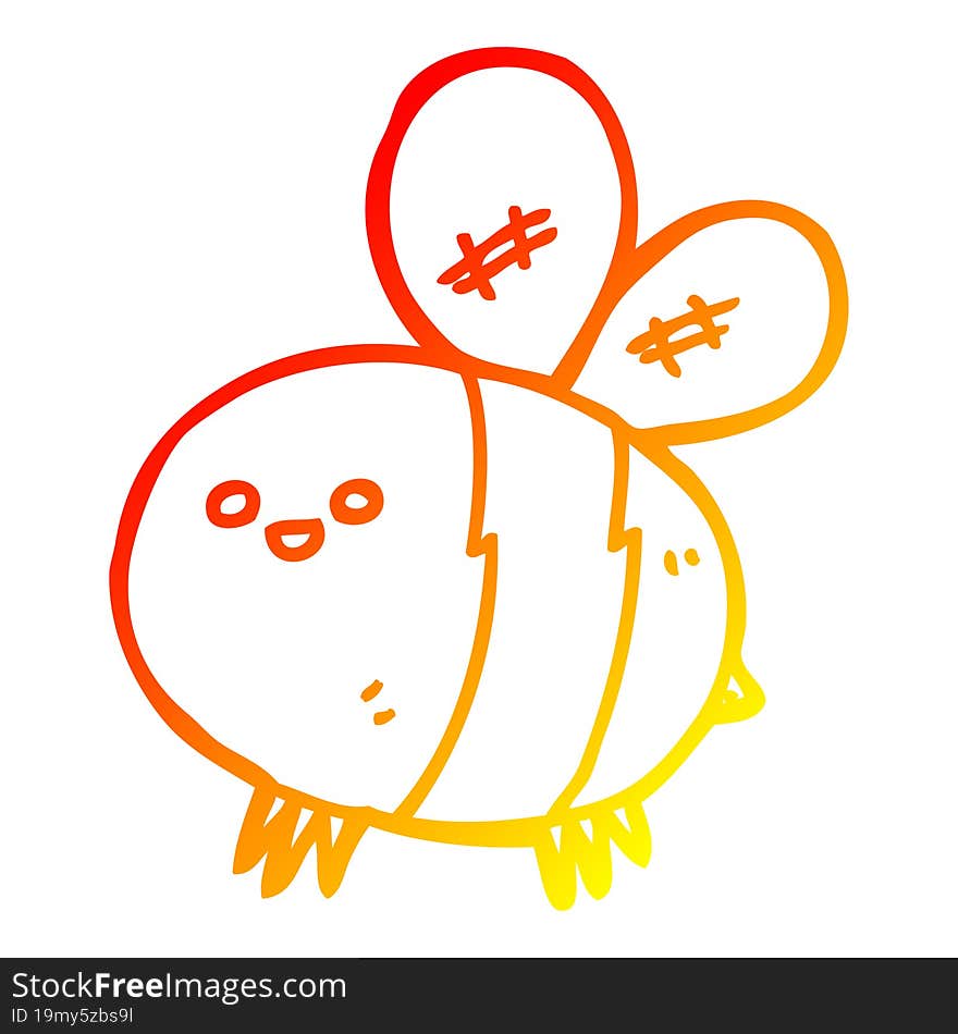 warm gradient line drawing cartoon bee