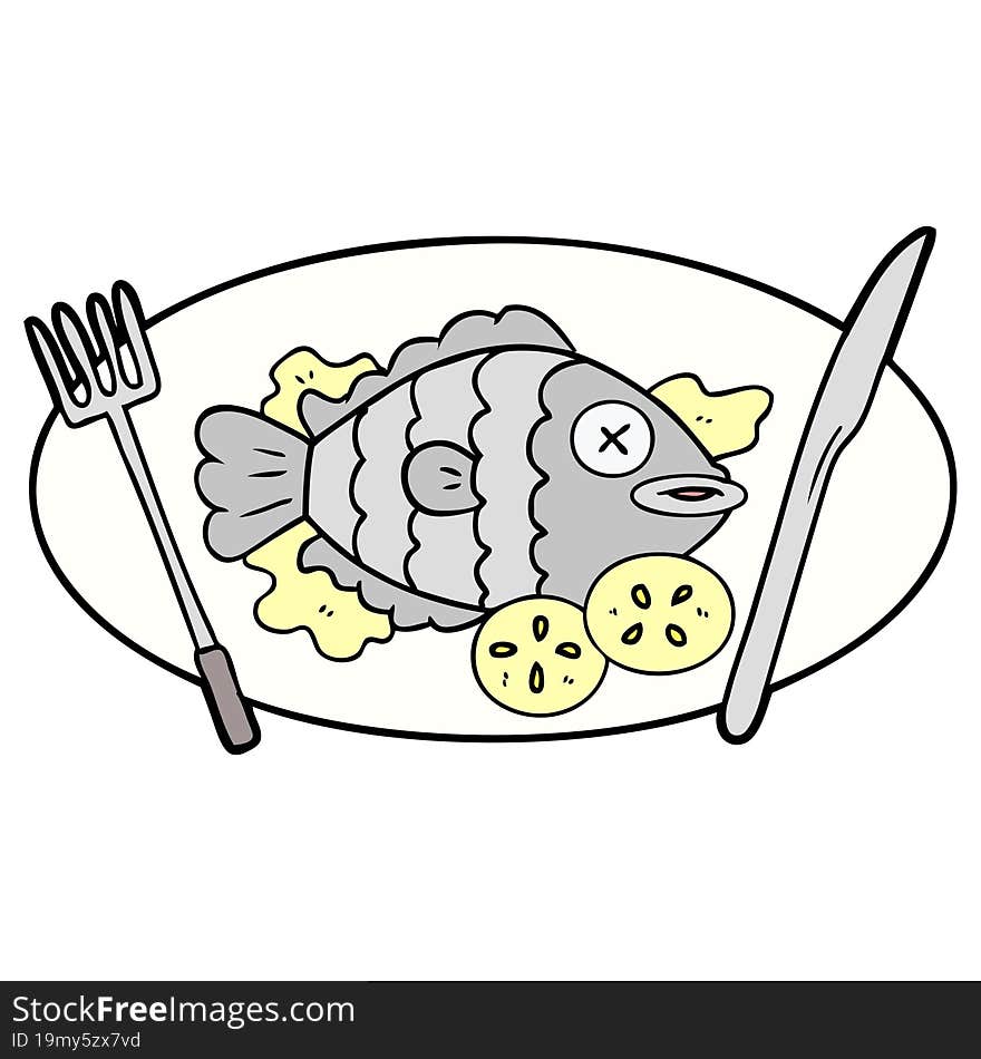 cooked fish cartoon. cooked fish cartoon