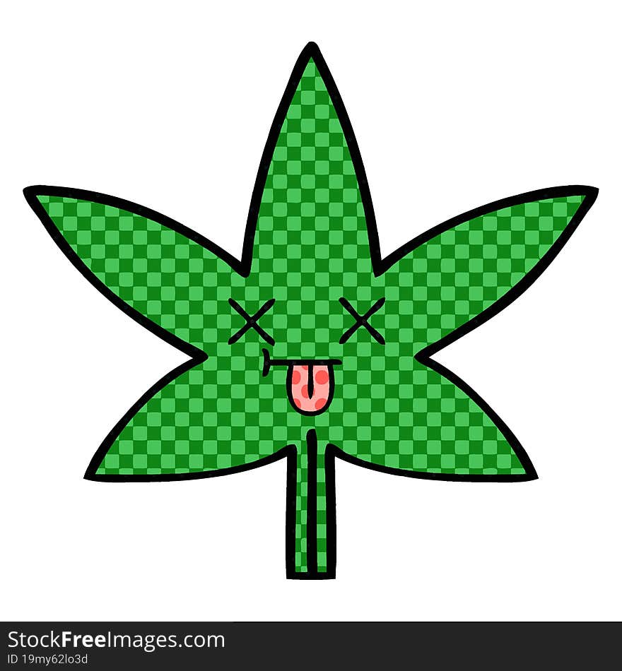 comic book style cartoon marijuana leaf