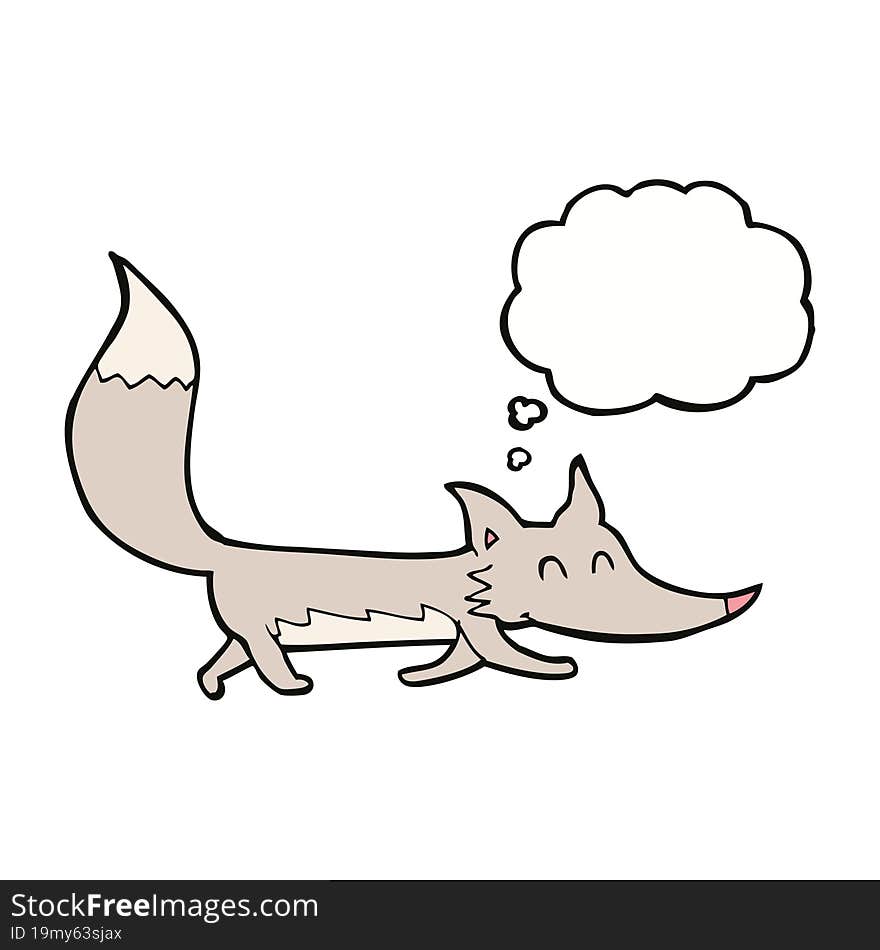 Cartoon Little Wolf With Thought Bubble