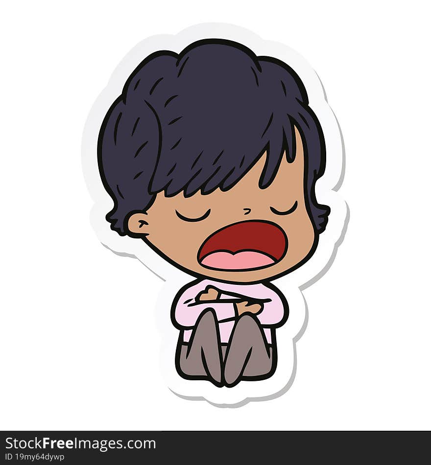 sticker of a cartoon woman talking