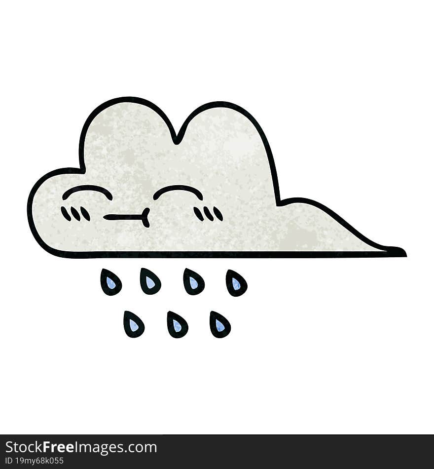 Retro Grunge Texture Cartoon Rain Cloud