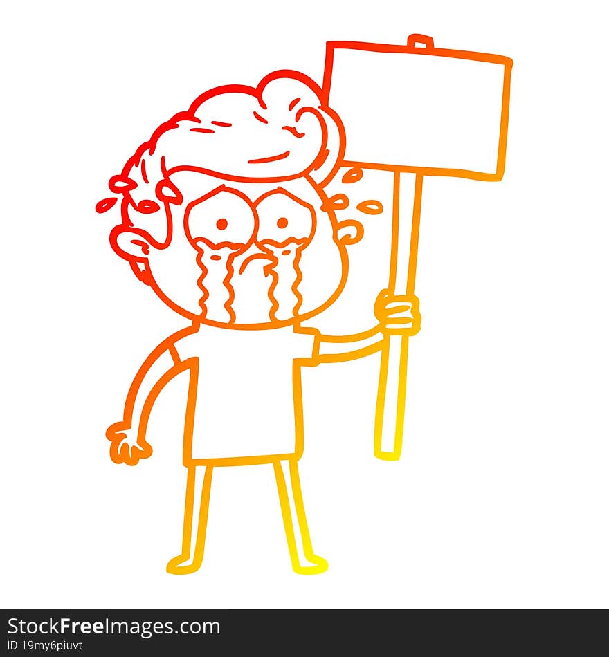 warm gradient line drawing cartoon crying protester