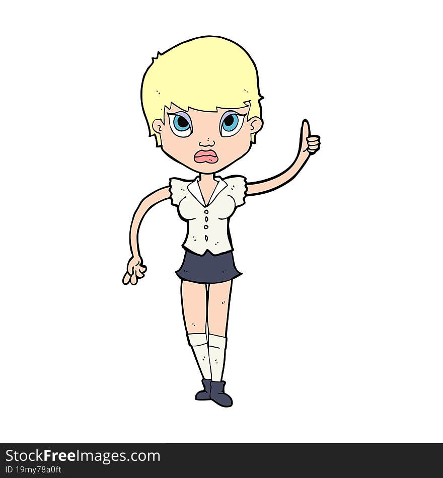 cartoon pretty woman with idea