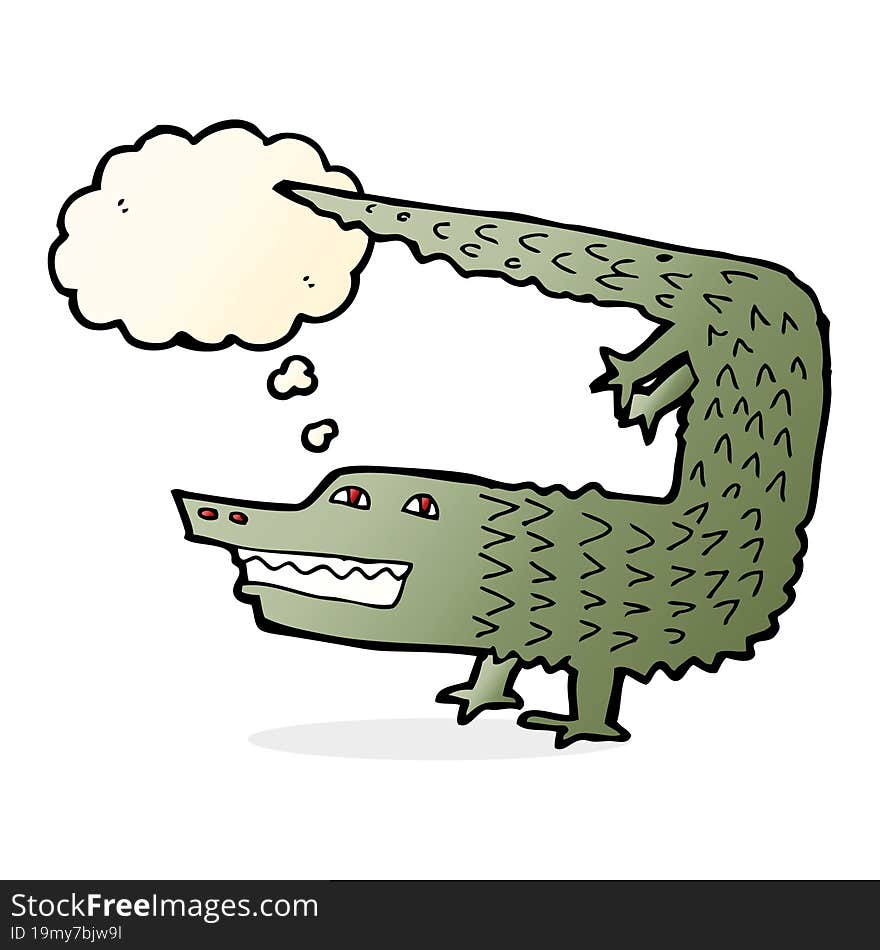 cartoon crocodile with thought bubble