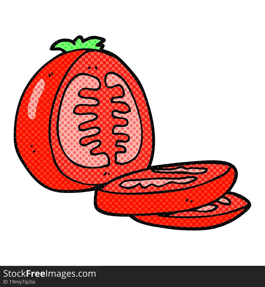 freehand drawn cartoon sliced tomato