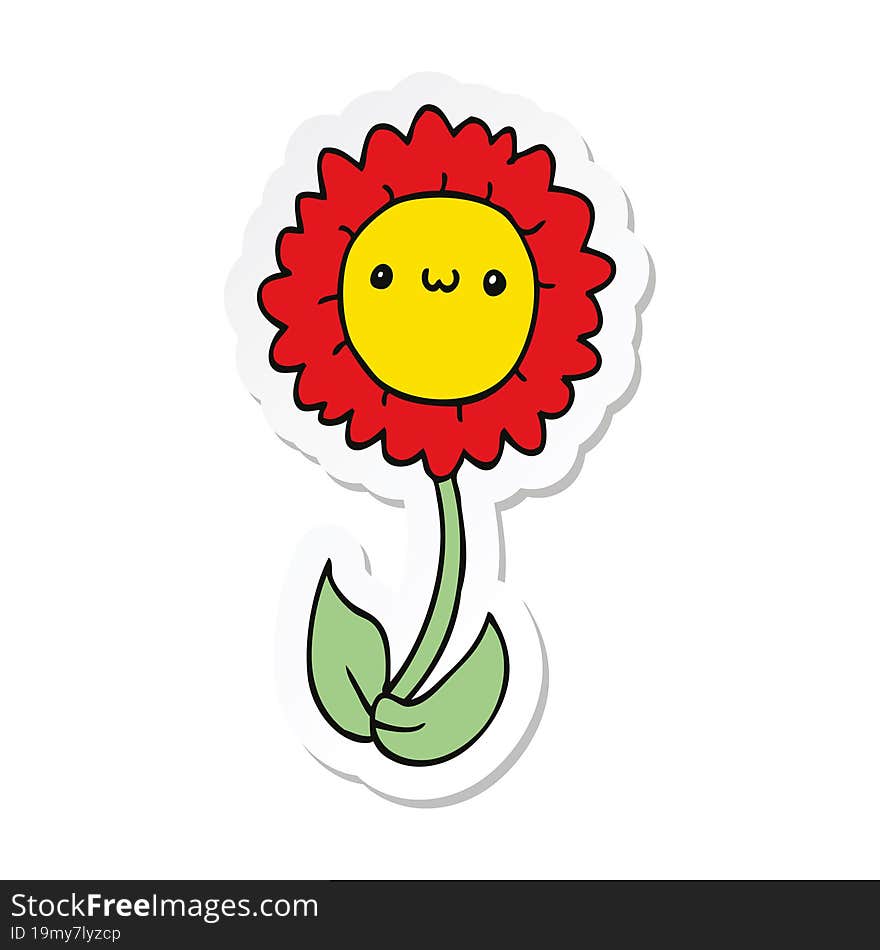 sticker of a cartoon flower