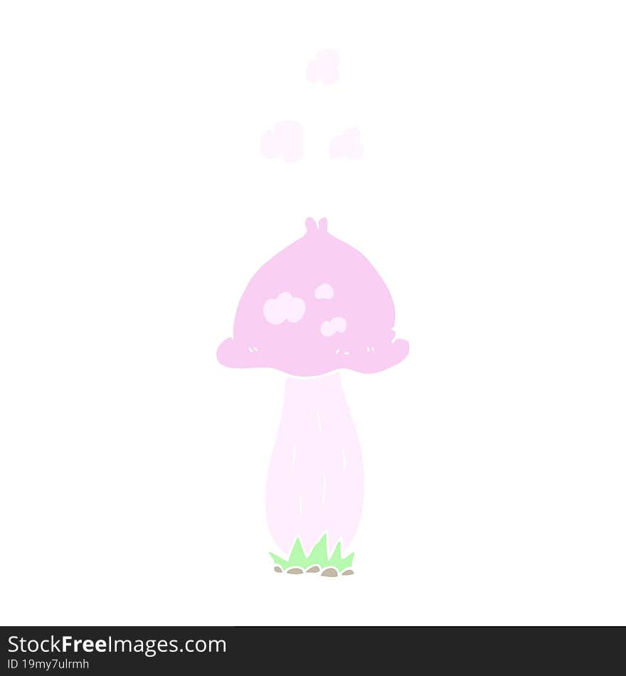 Flat Color Illustration Of A Cartoon Mushroom