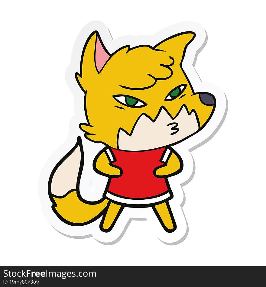 sticker of a clever cartoon fox