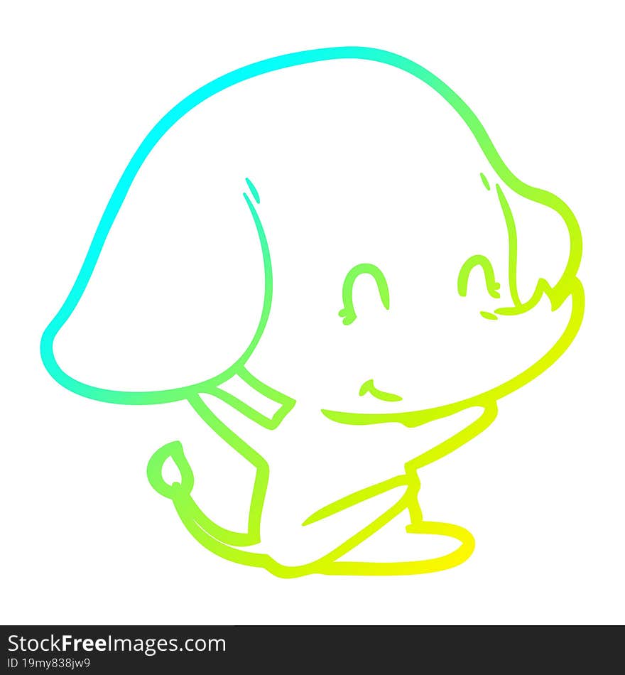 cold gradient line drawing cute cartoon elephant