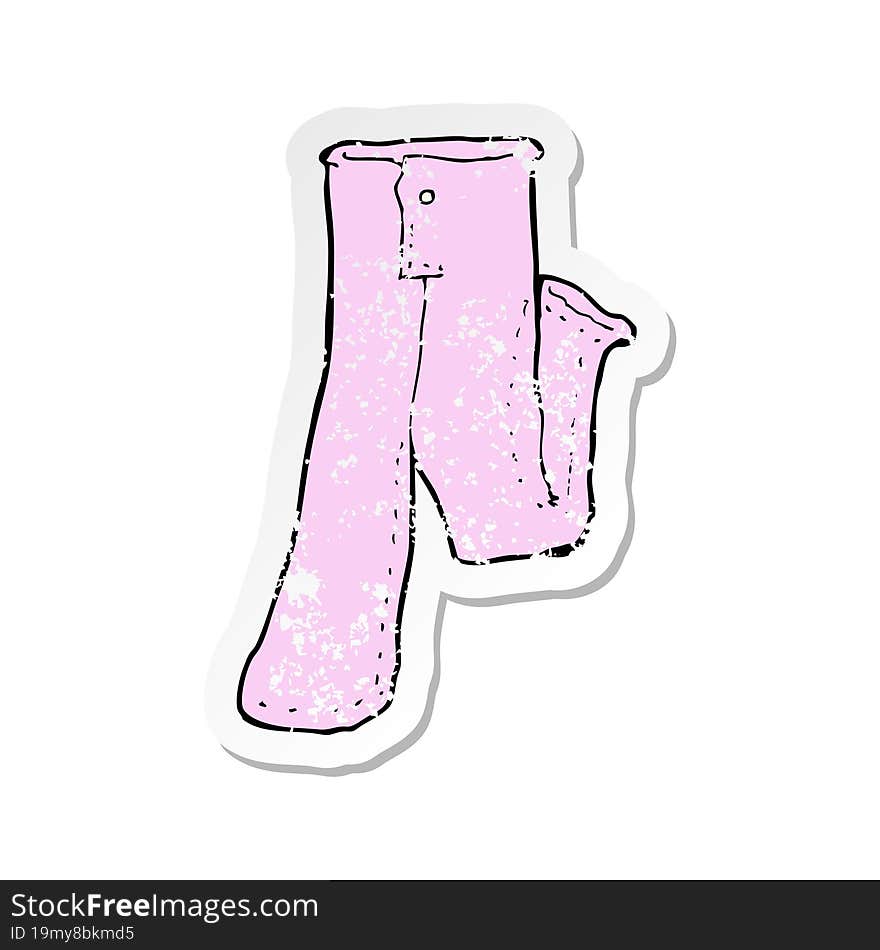 Retro Distressed Sticker Of A Cartoon Pair Of Pink Pants