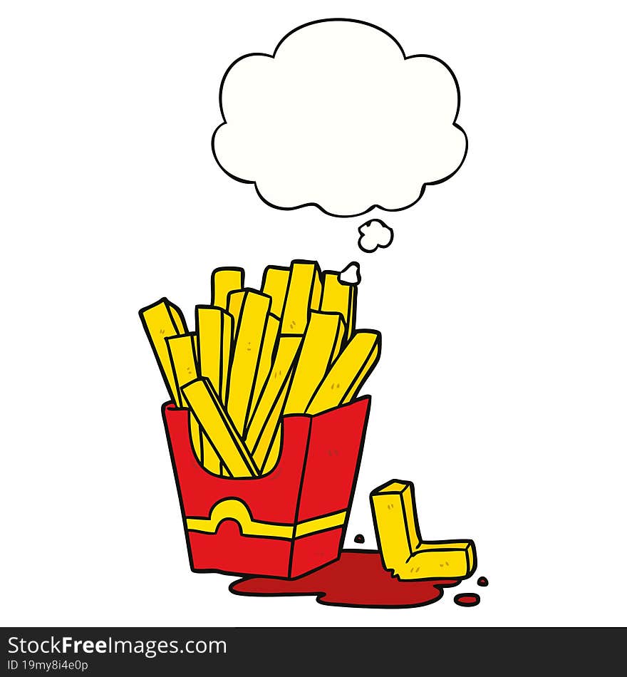 cartoon fries and thought bubble