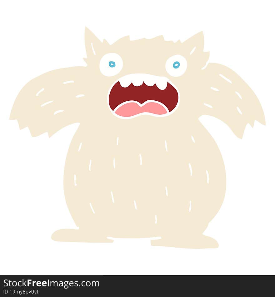 flat color illustration cartoon yeti monster