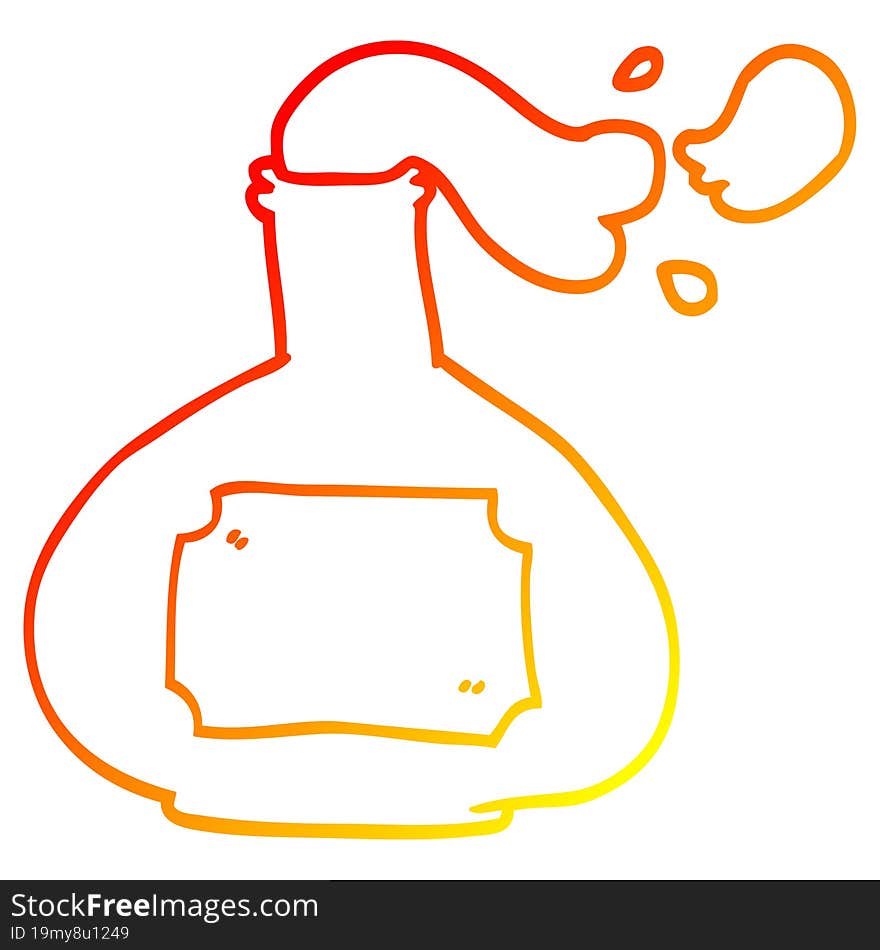 warm gradient line drawing of a cartoon smoking potion