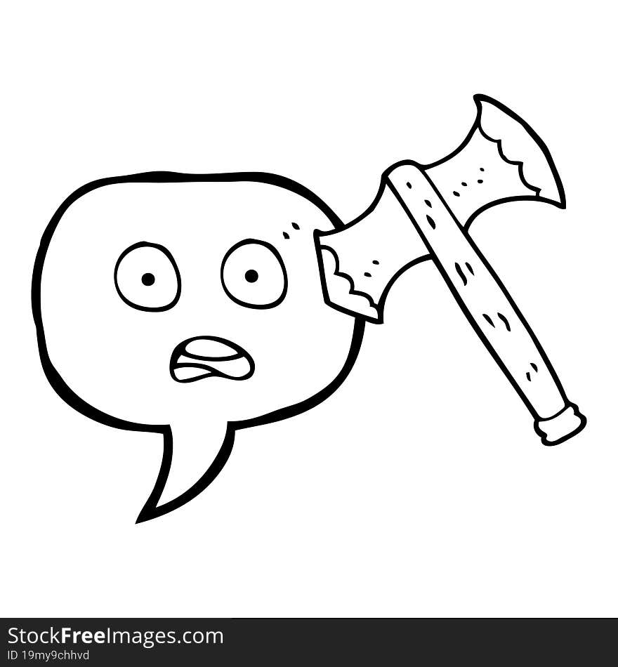 freehand drawn speech bubble cartoon axe