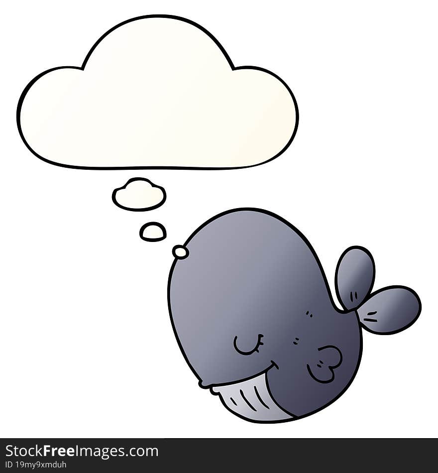 cartoon whale and thought bubble in smooth gradient style