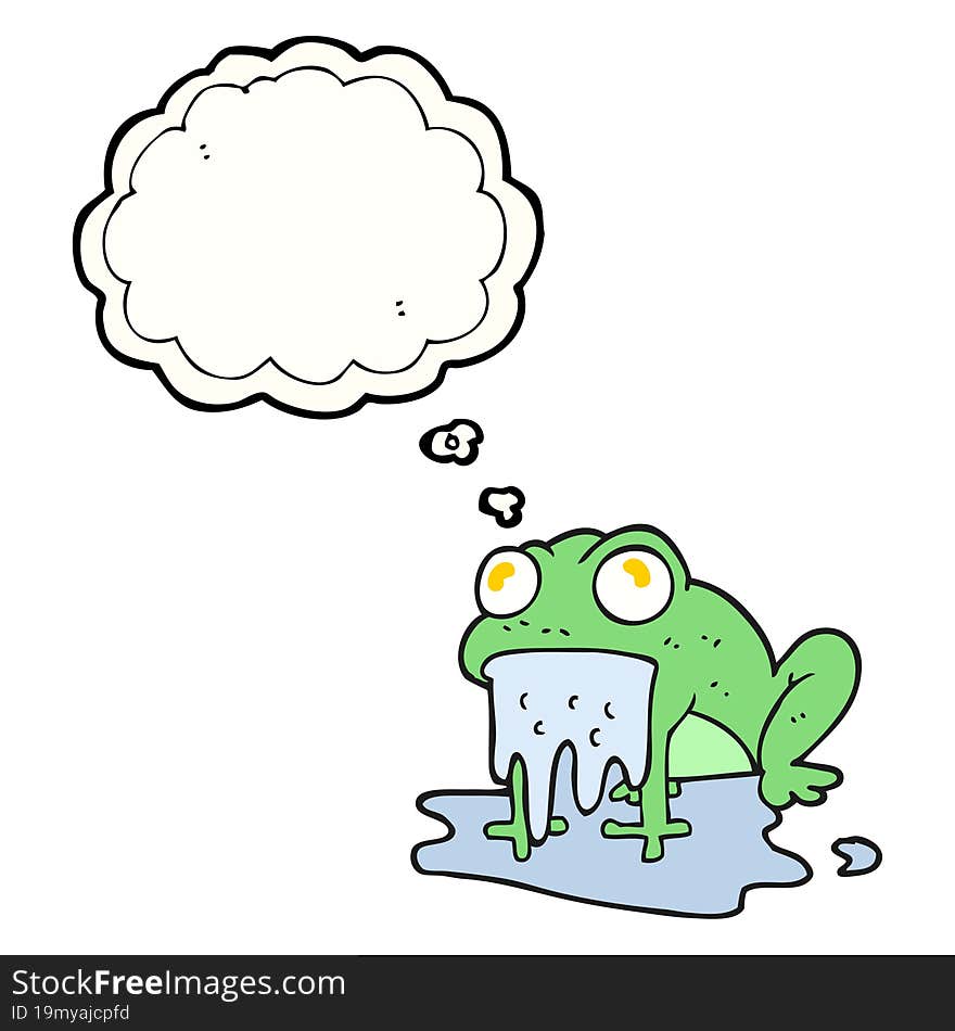 freehand drawn thought bubble cartoon gross little frog