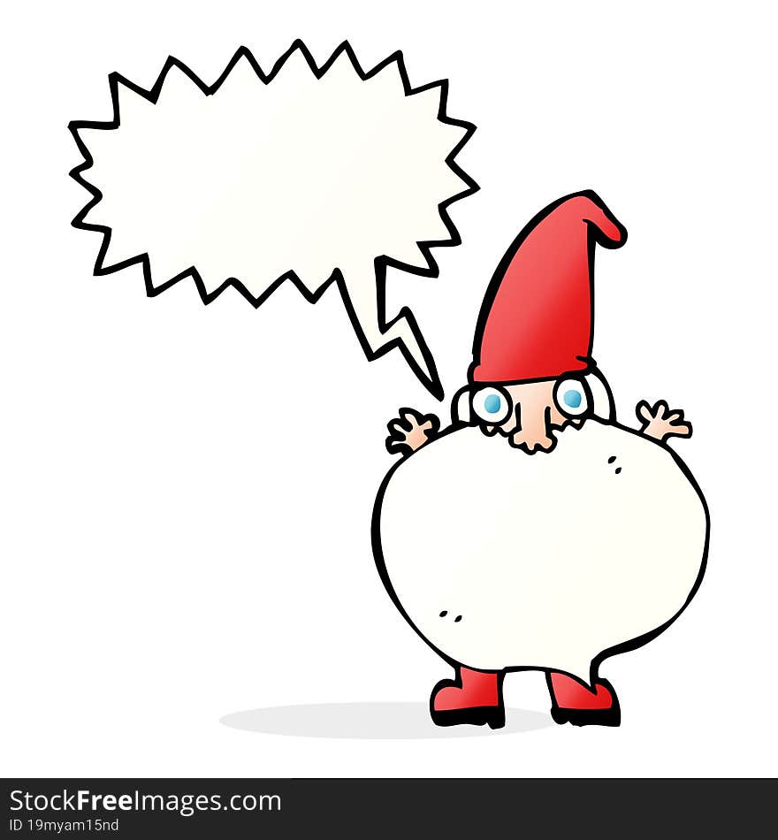 cartoon tiny santa with speech bubble