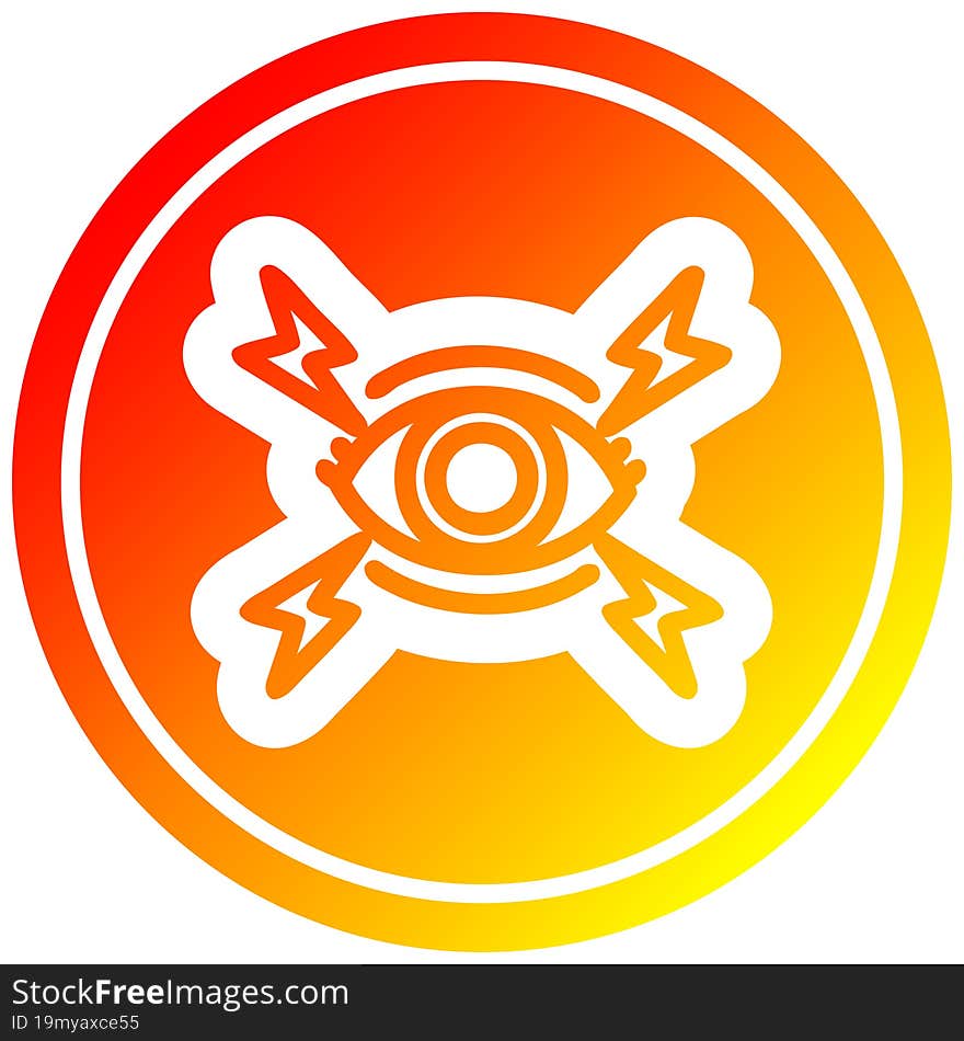 mystic eye circular icon with warm gradient finish. mystic eye circular icon with warm gradient finish