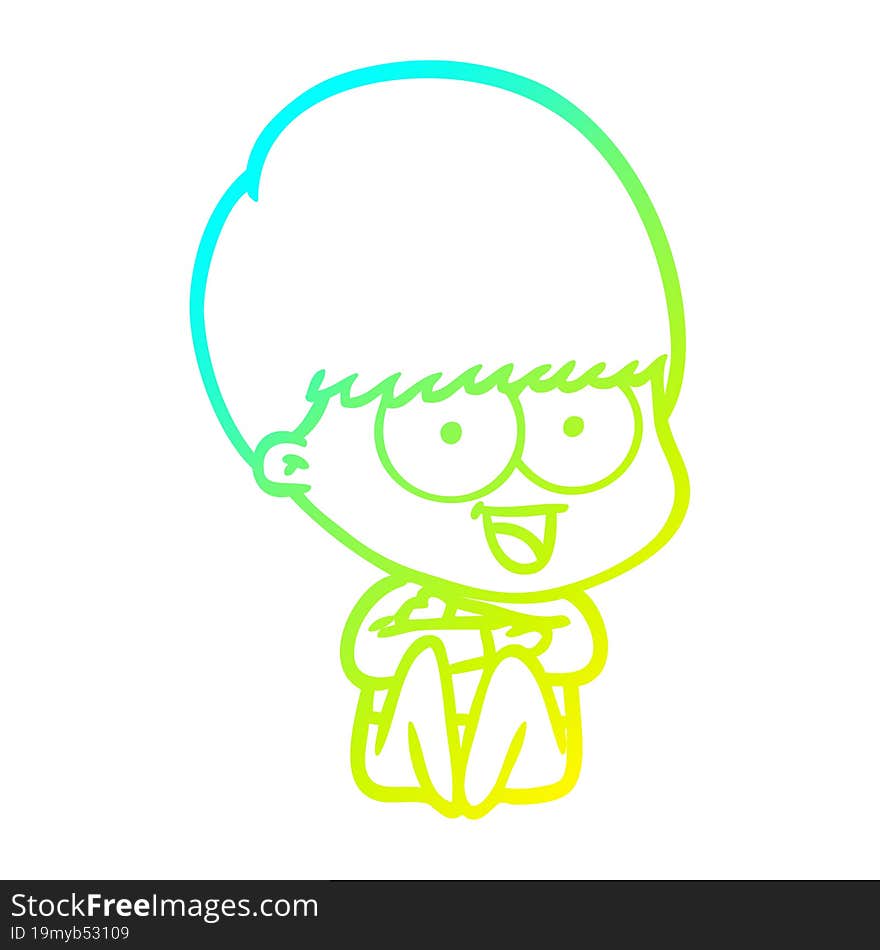 cold gradient line drawing happy cartoon boy