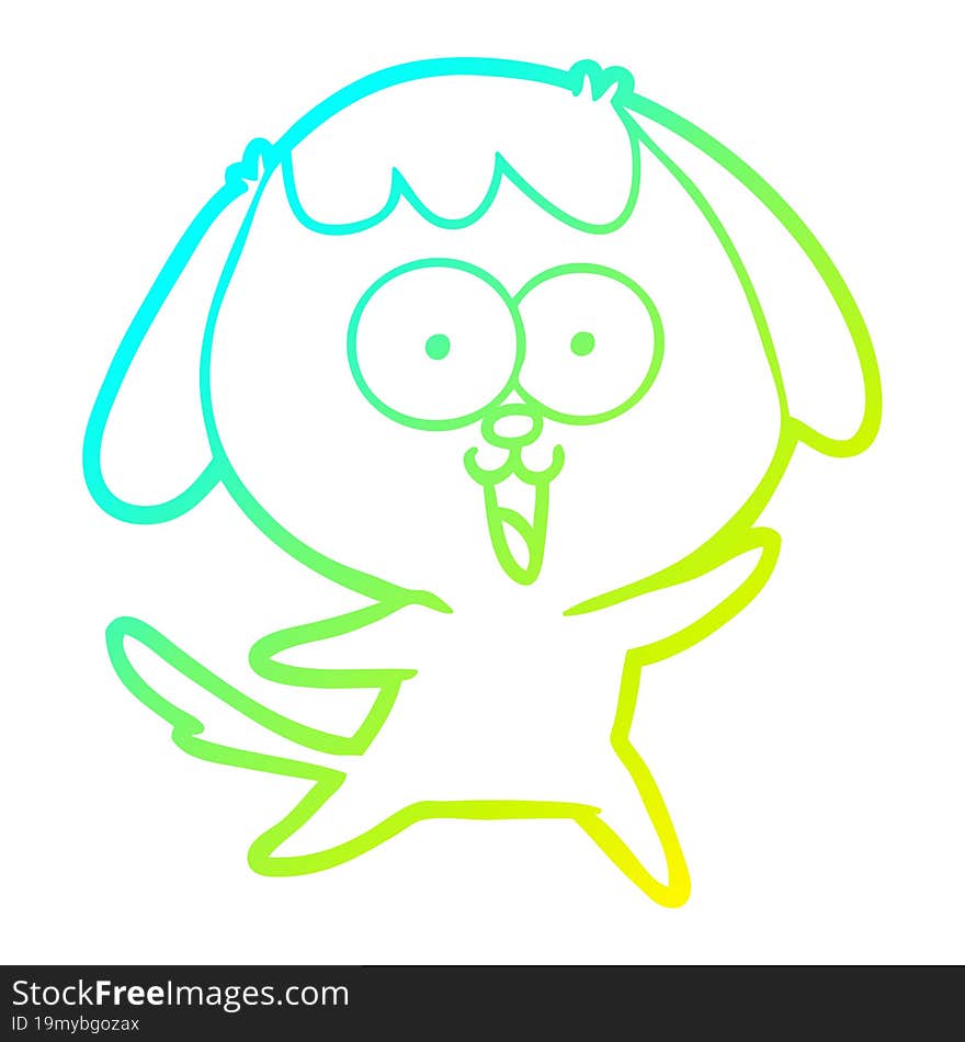 Cold Gradient Line Drawing Cute Cartoon Dog