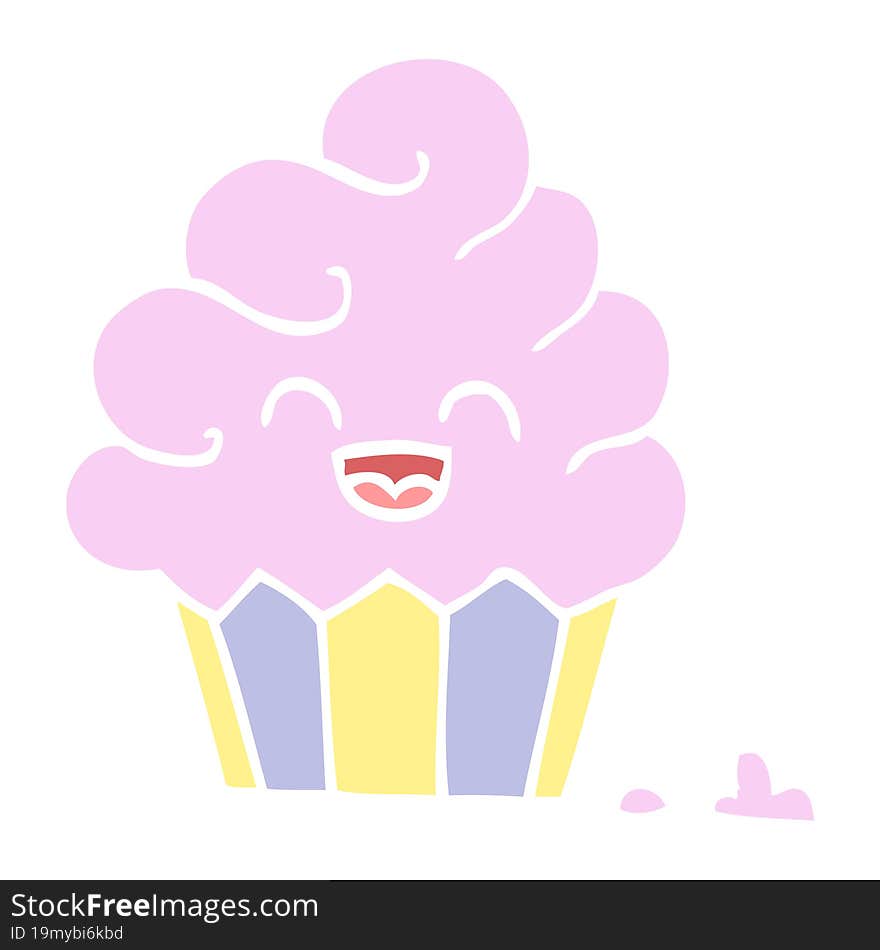 Flat Color Illustration Cartoon Cupcake