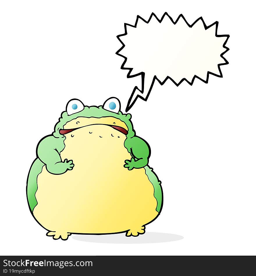 cartoon fat toad with speech bubble