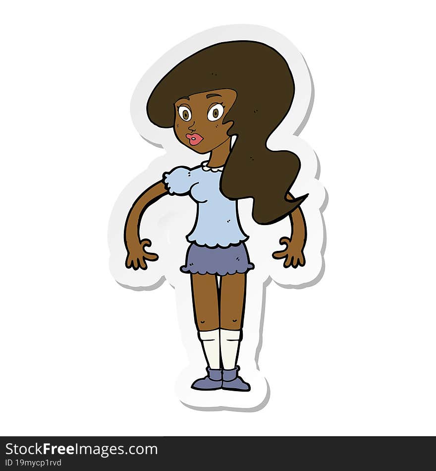 Sticker Of A Cartoon Pretty Woman