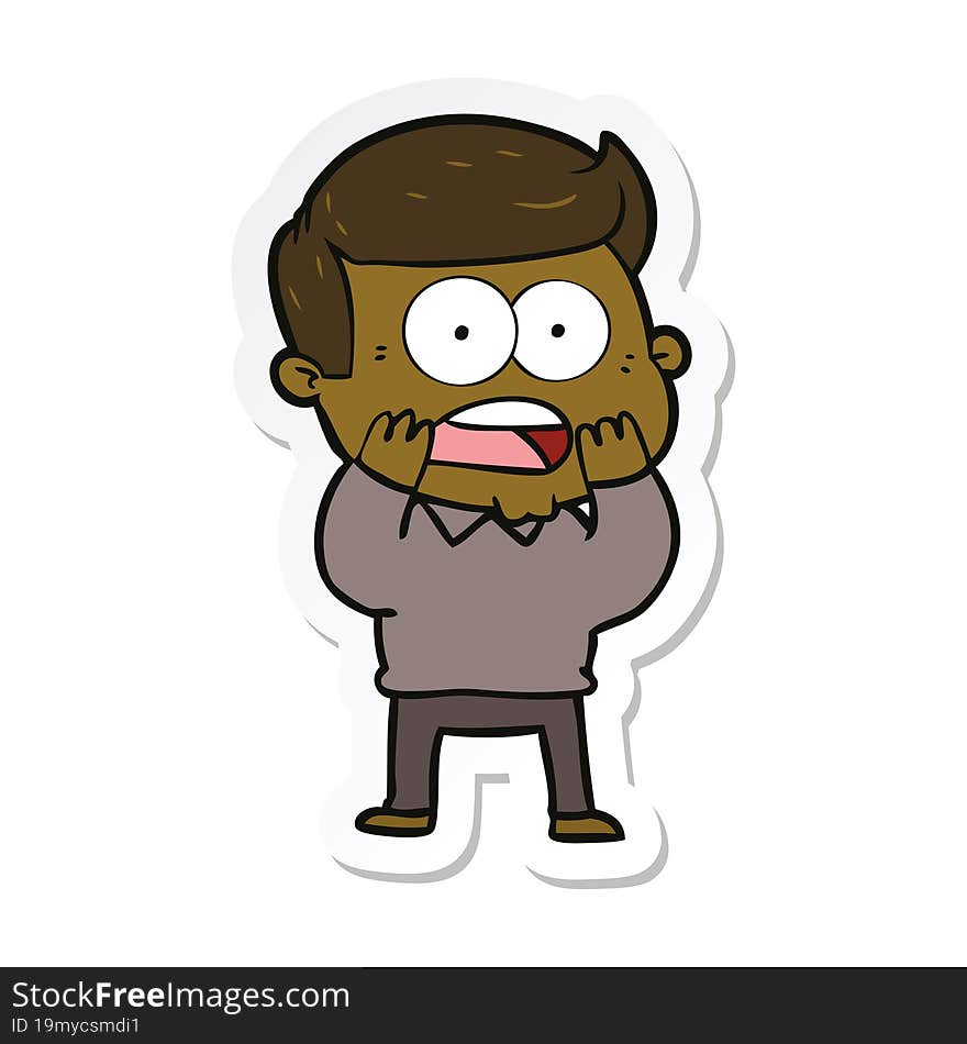 Sticker Of A Cartoon Shocked Man