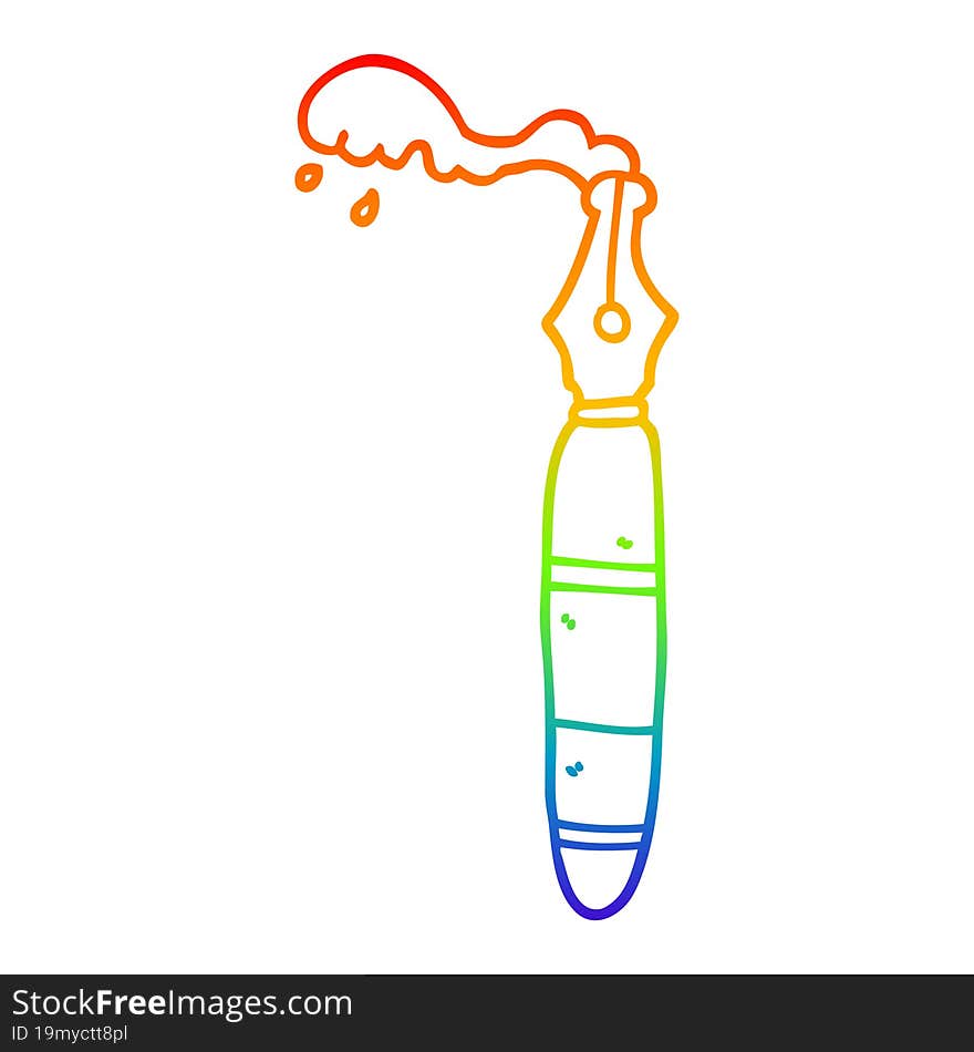 rainbow gradient line drawing cartoon fountain pen