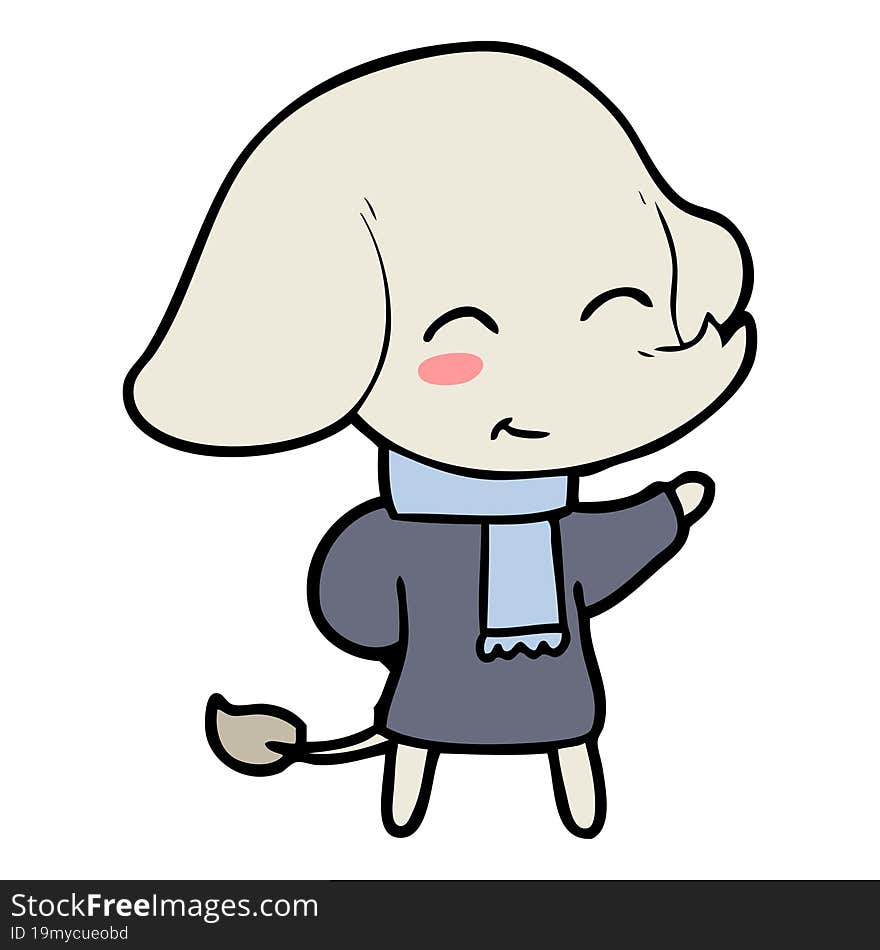 cute cartoon elephant in winter clothes. cute cartoon elephant in winter clothes