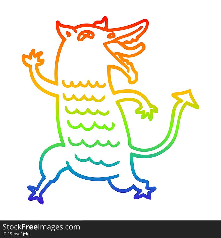 rainbow gradient line drawing cartoon medieval demon