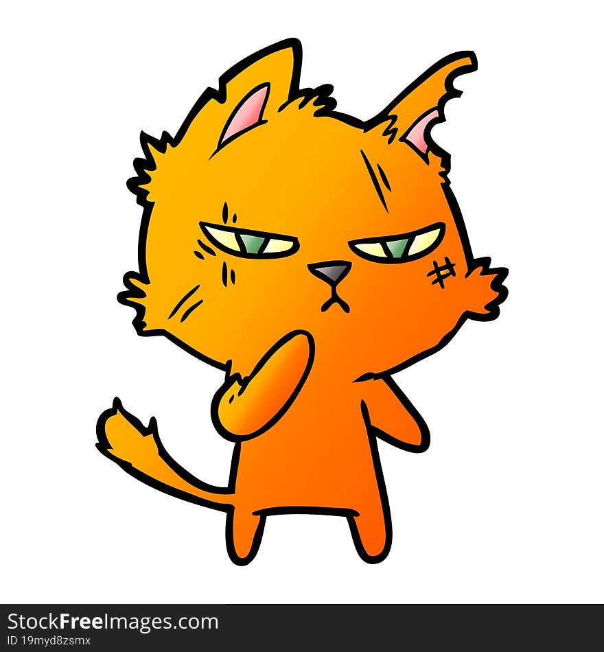 tough cartoon cat. tough cartoon cat