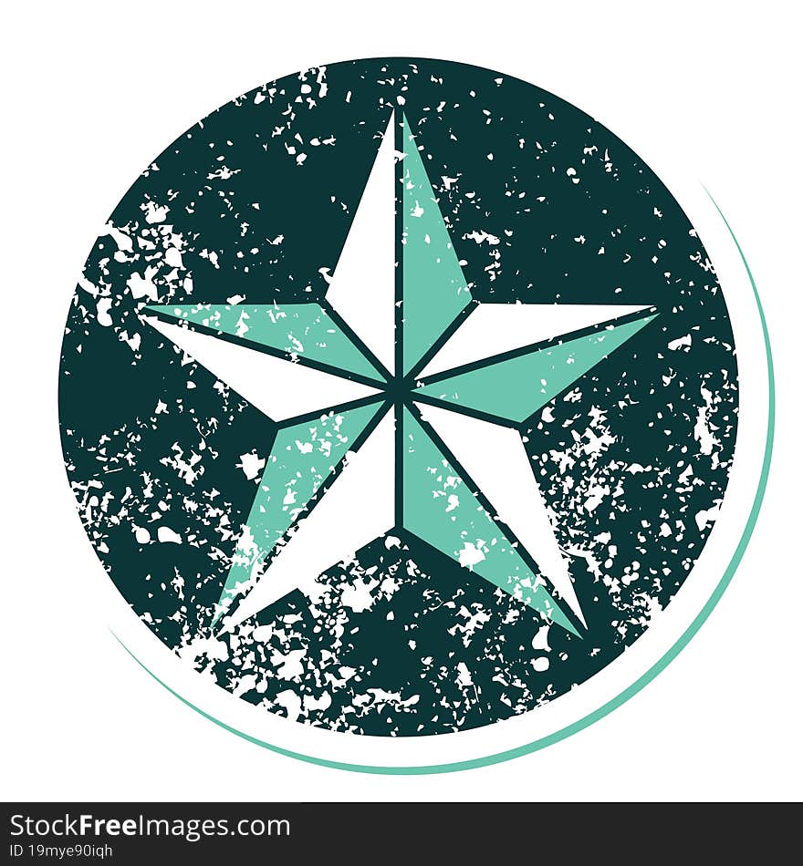 distressed sticker tattoo style icon of a star