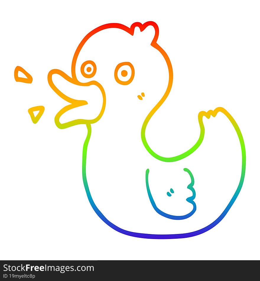 rainbow gradient line drawing cartoon quacking duck