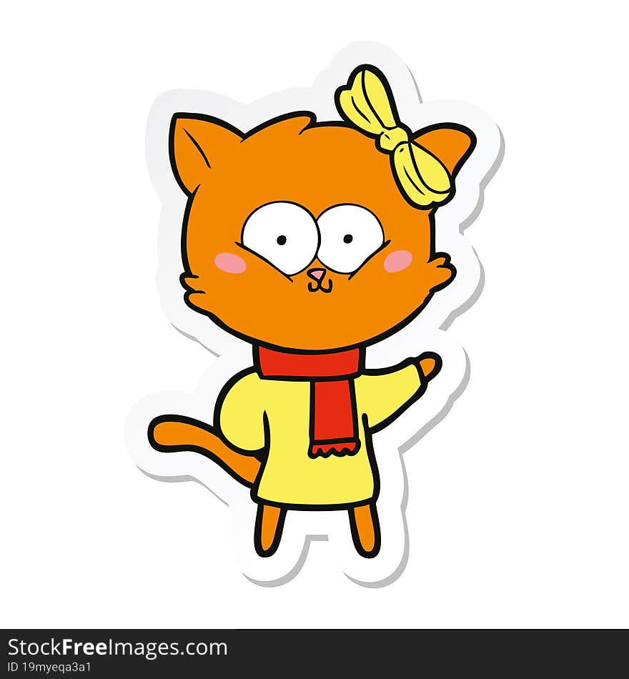 Sticker Of A Cartoon Cat