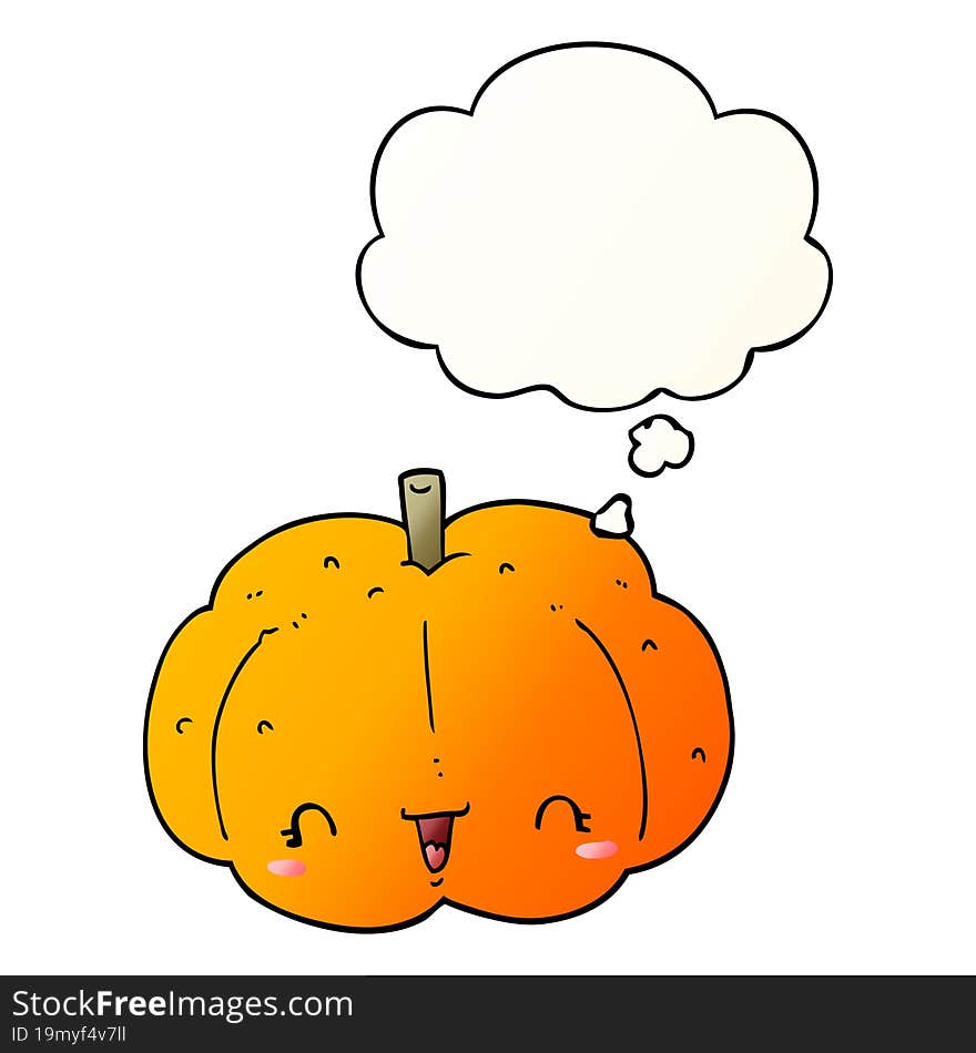 cartoon pumpkin and thought bubble in smooth gradient style