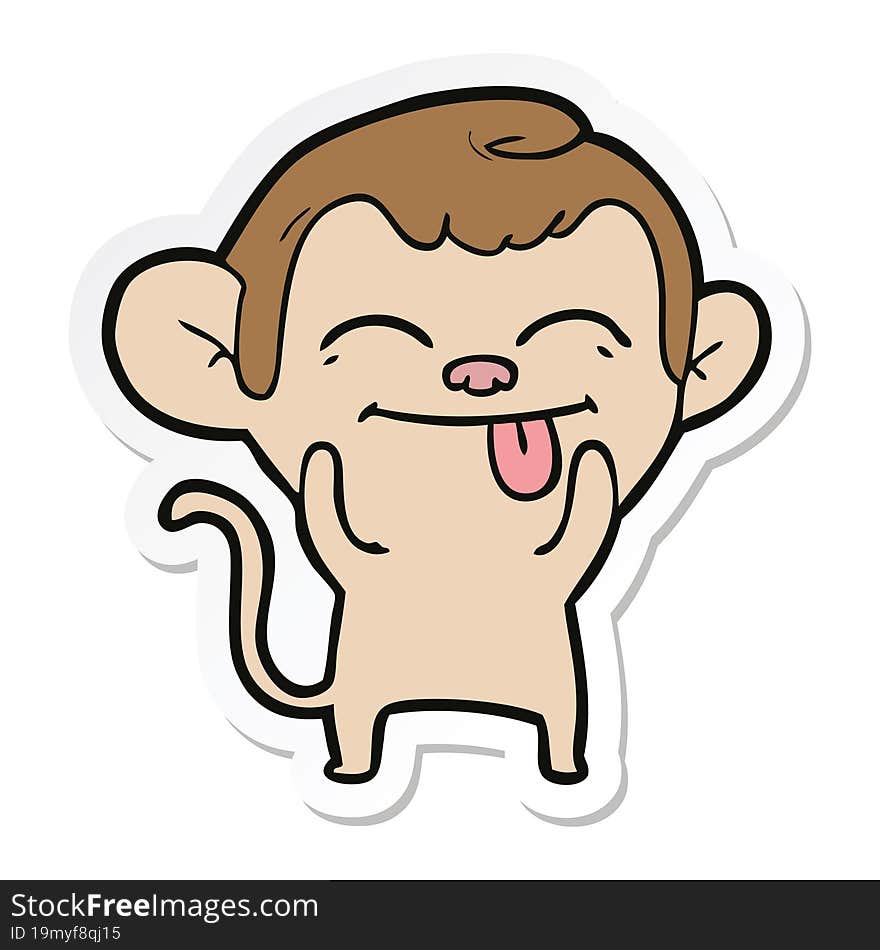 sticker of a funny cartoon monkey